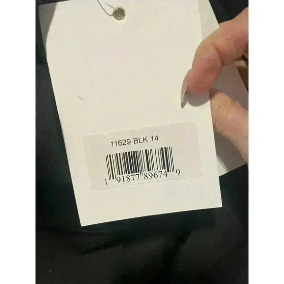 NWT Mac Duggal 11629 Strapless Column Dress Feather Trim Black Size 14 - Picture 6 of 8